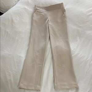 Halston beige Pants with Wide leather detail Waistband